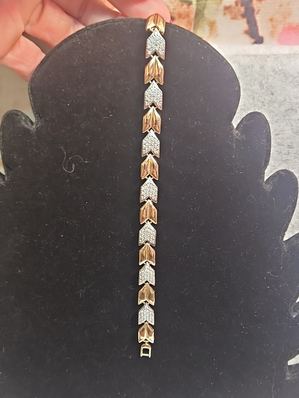 14k Gold Filled and Silver Pavé Chevron Bracelet - Women's Jewelry